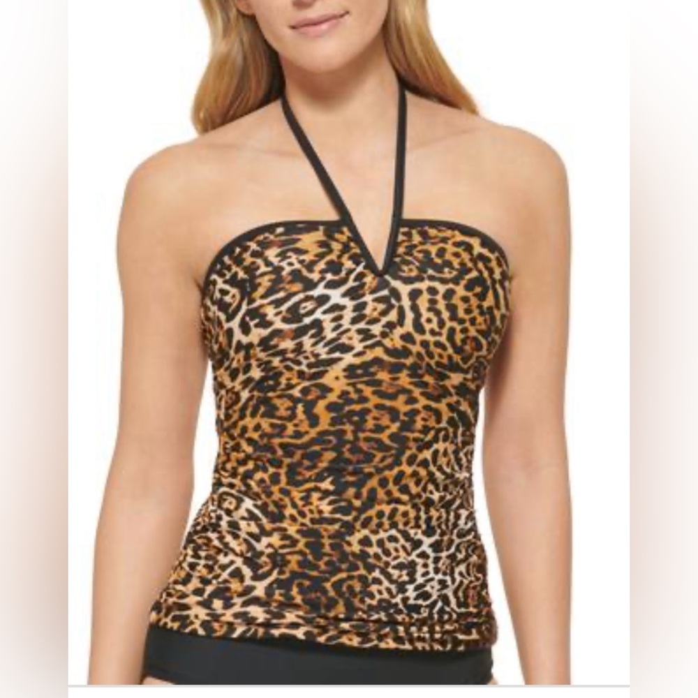 ❤️CALVIN KLEIN Jaguar animal halter  PRINT TANKINI SIZE SMALL NEW W TAGS.